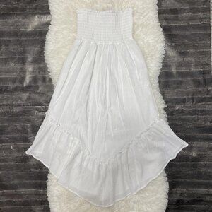 WILD FABLE WHITE SMOCKED SLEEVELESS V-SHAPED DRESS FAIRY BOHO COTTAGECORE SUMMER